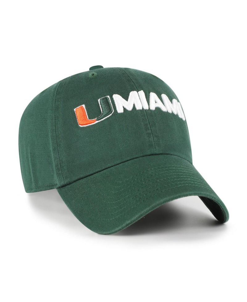 Men's Green Miami Hurricanes Clean Up Adjustable Hat