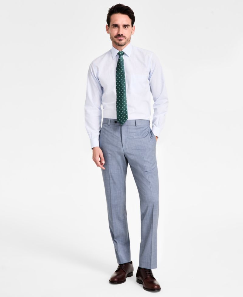 Men's Regular-Fit Non-Iron Spread Collar Stripe Broadcloth Dress Shirt