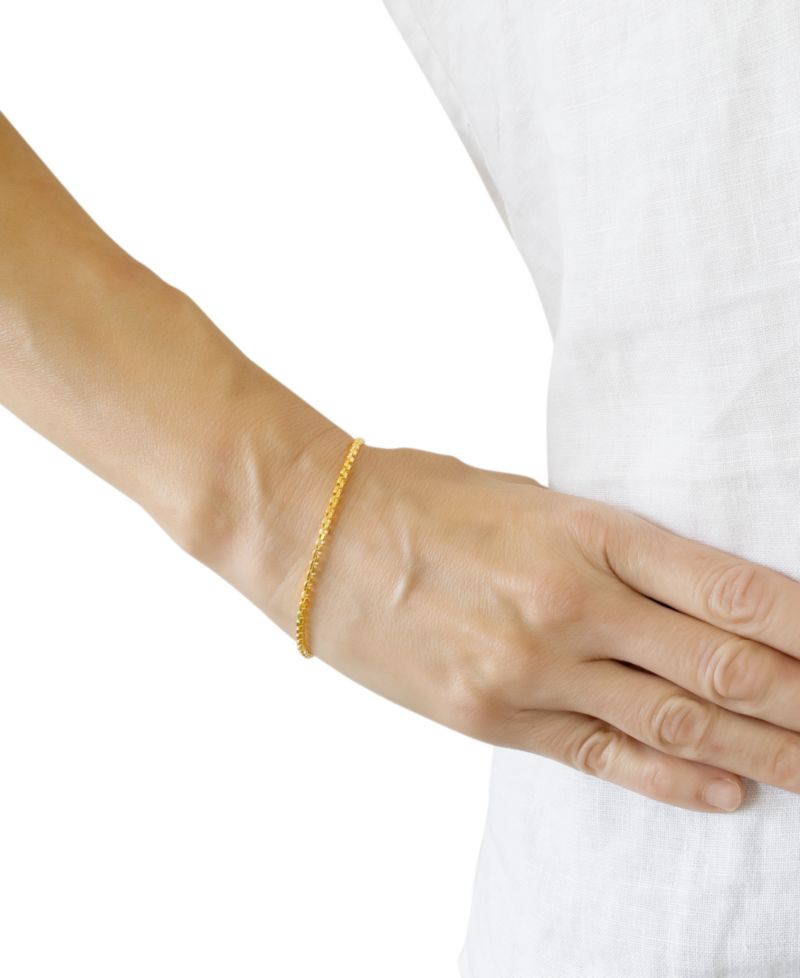 Rounded Box Link Chain Bracelets in 14k Gold