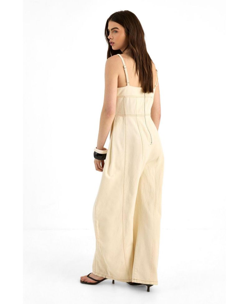 Women's Wide Leg Denim Jumpsuit