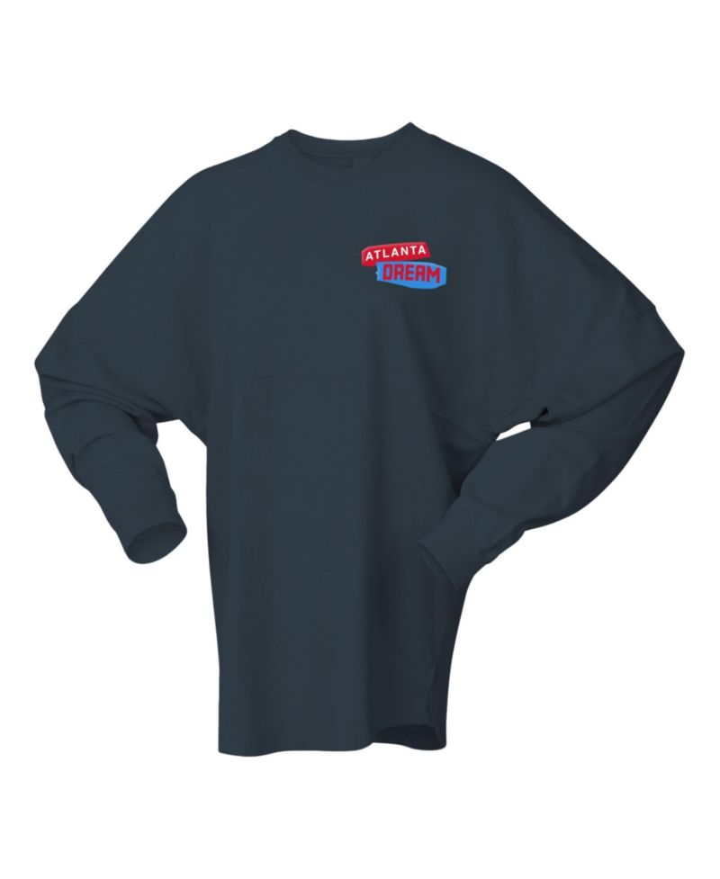 Women's Charcoal Atlanta Dream Patches Oversized Long Sleeve T-Shirt