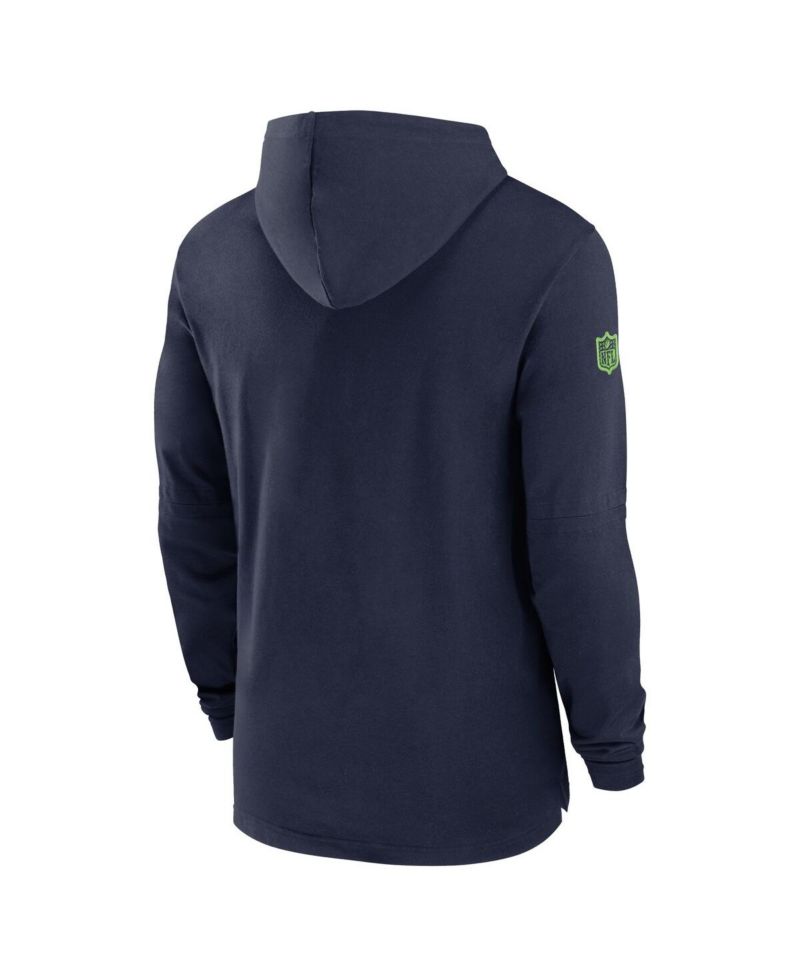 Men's College Navy Seattle Seahawks Sideline Hoodie Performance Long Sleeve T-Shirt