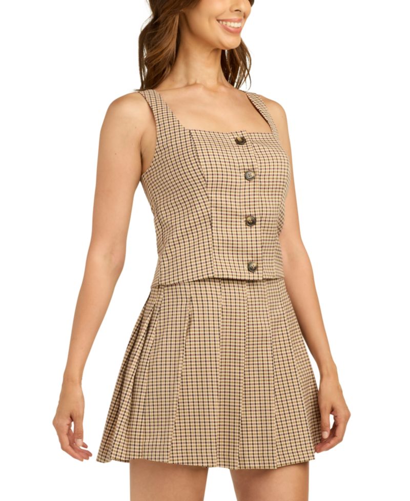 Juniors' Square Neck Button-Front Tank Top