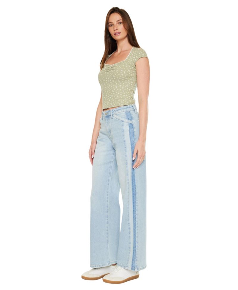 Women's High Rise Colorblock Wide Leg Jeans
