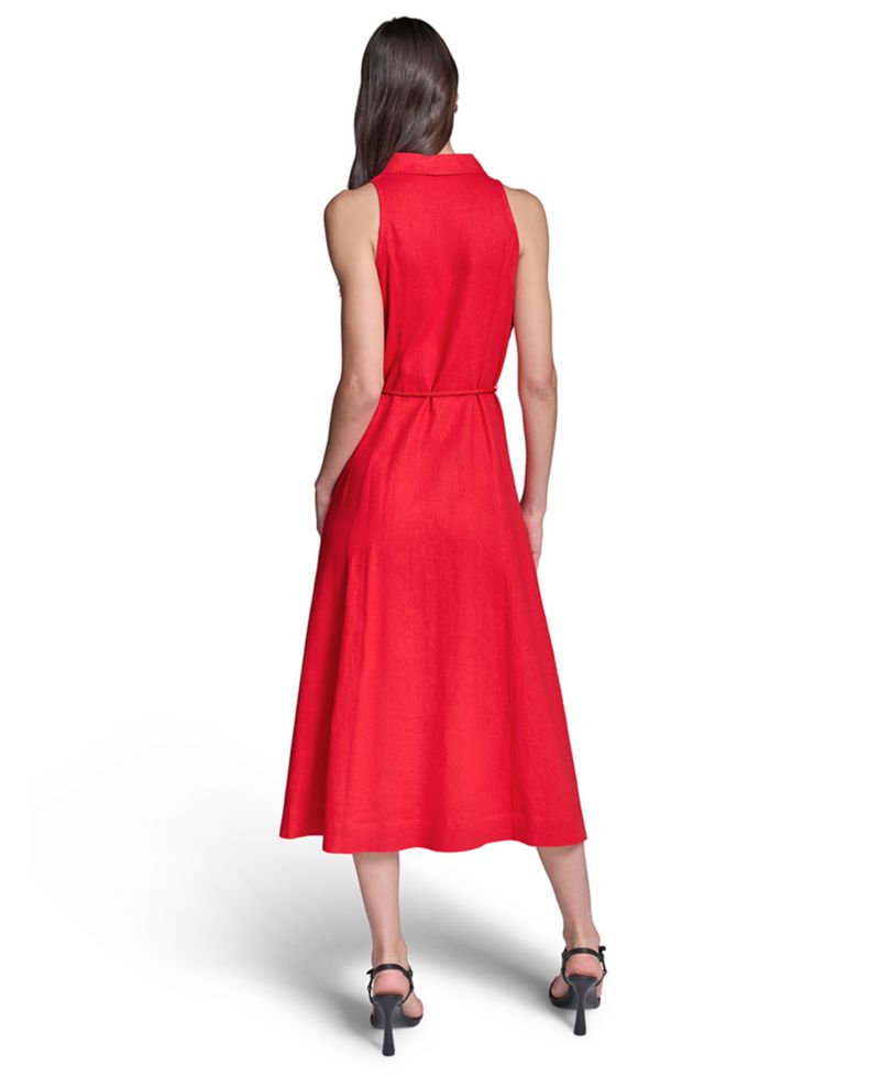 Women's Collared with Rope Belt Shirt-dress