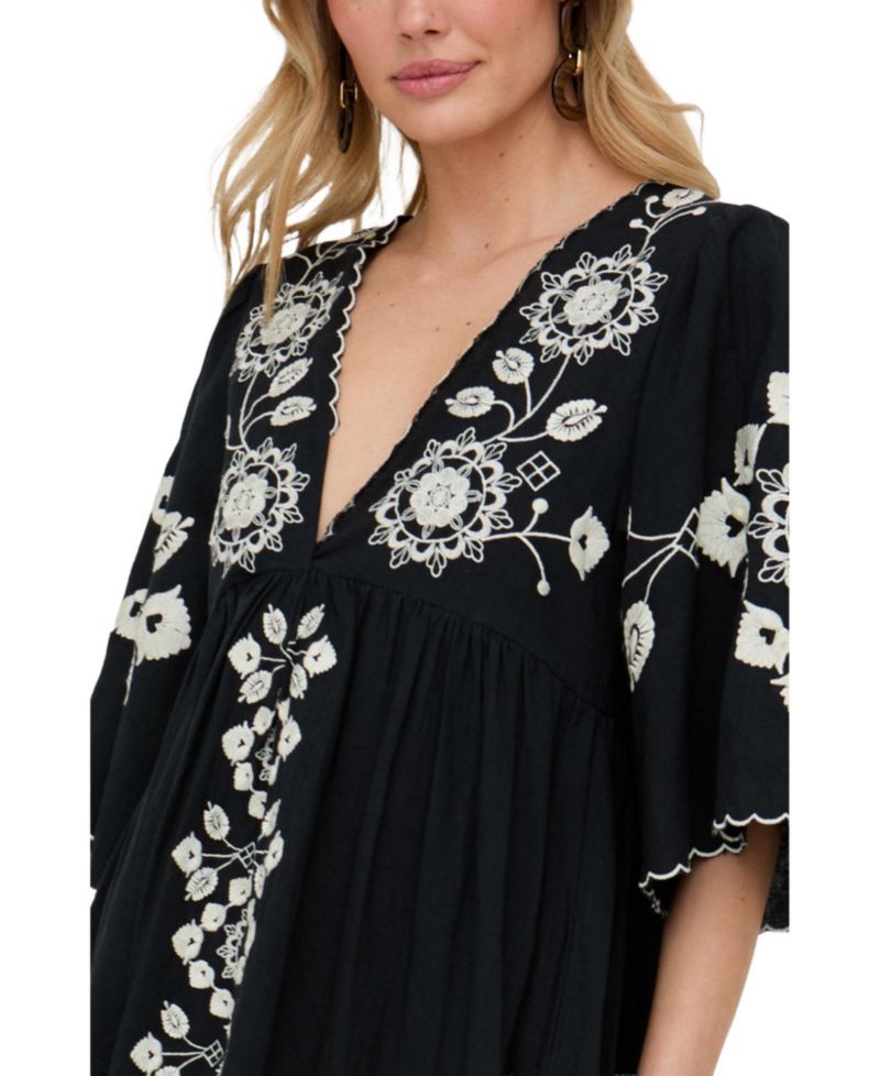 Women's Arianna V- Neck Embroidered Maxi Dress