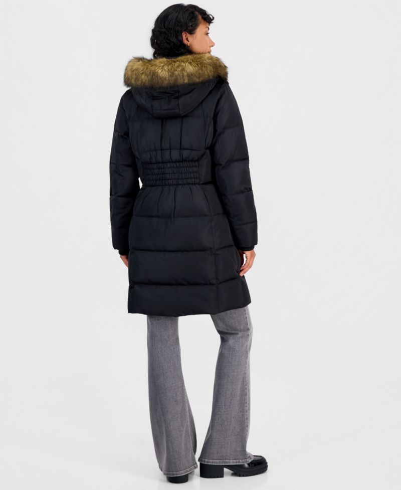 Michael Kors Women's Hooded Puffer Faux-Fur-Trim Coat