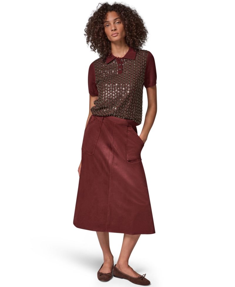 Women's Microsuede A-Line Midi Skirt