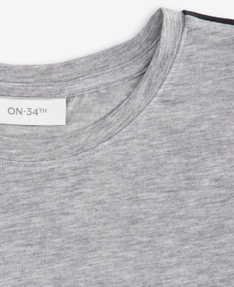 Plus Size Piped Tissue Jersey Layering Crewneck T-Shirt