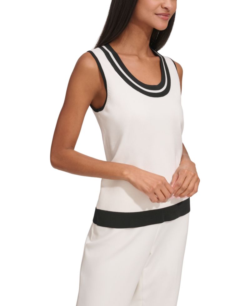 Women's Scoop-Neck Sleeveless Knit Top with Contrast Trim