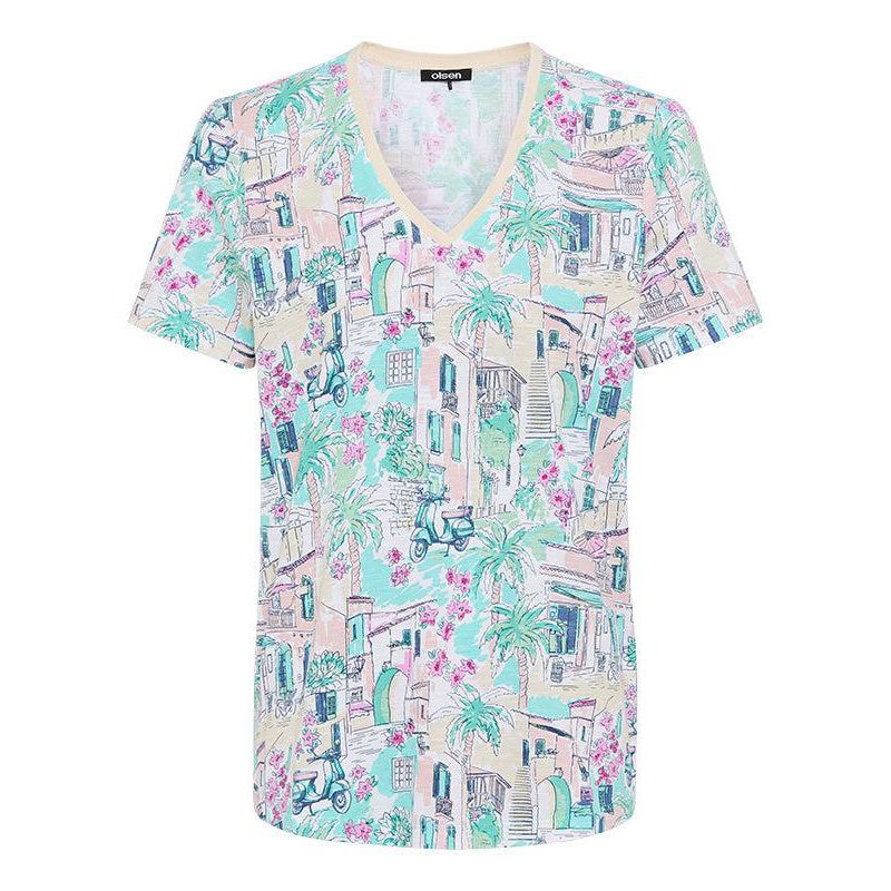 Women's Italian Villa Print T-Shirt