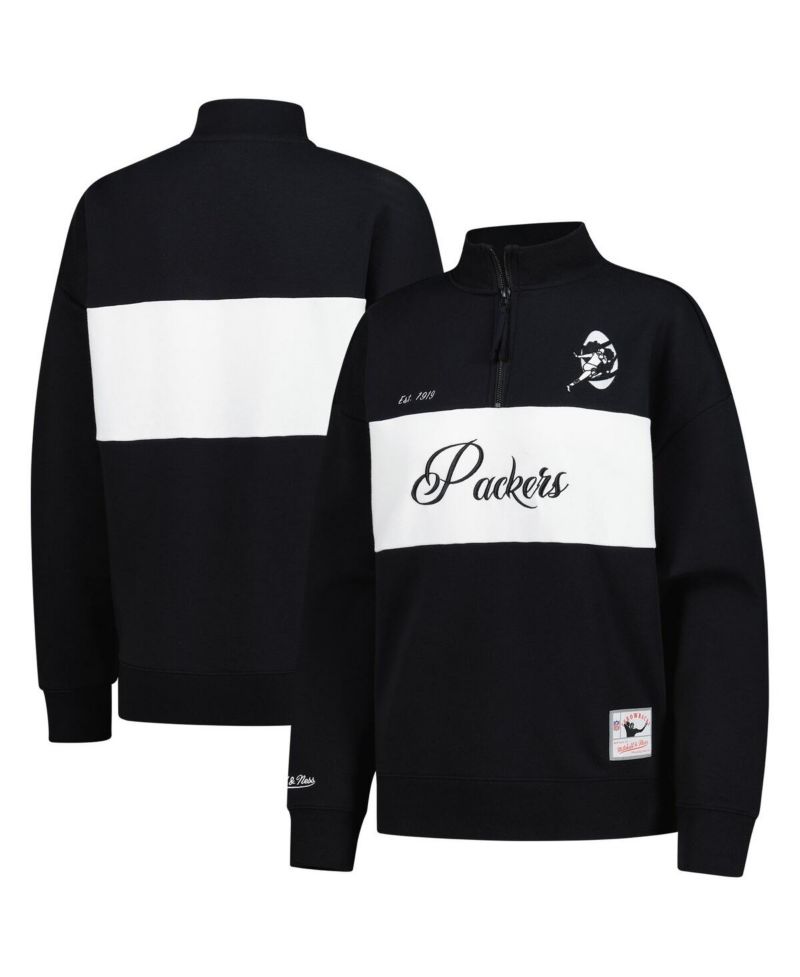 Women's Black Green Bay Packers Quarter-Zip Jacket