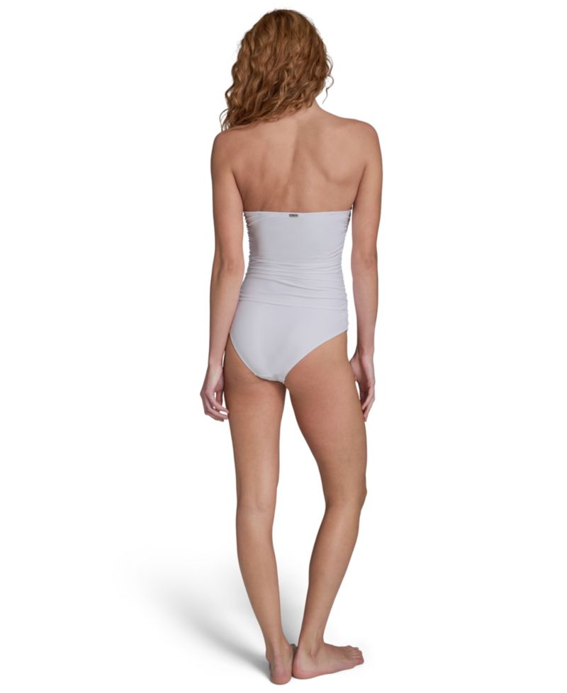 Women's Shirred Bandeau Neck One-Piece Swimsuit