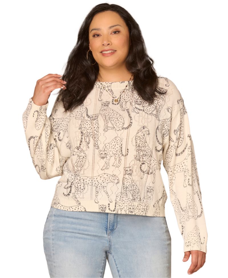 Plus Size Long-Straight Sleeve Sweater