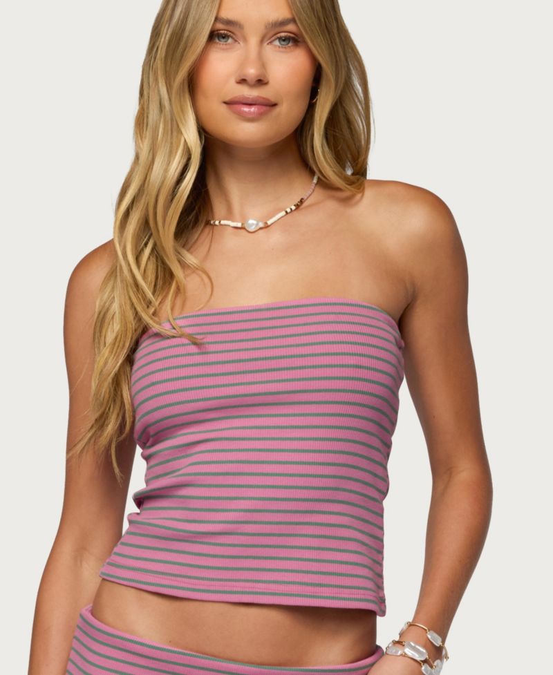 Women's Monikah Striped Built In Bra Tube Top