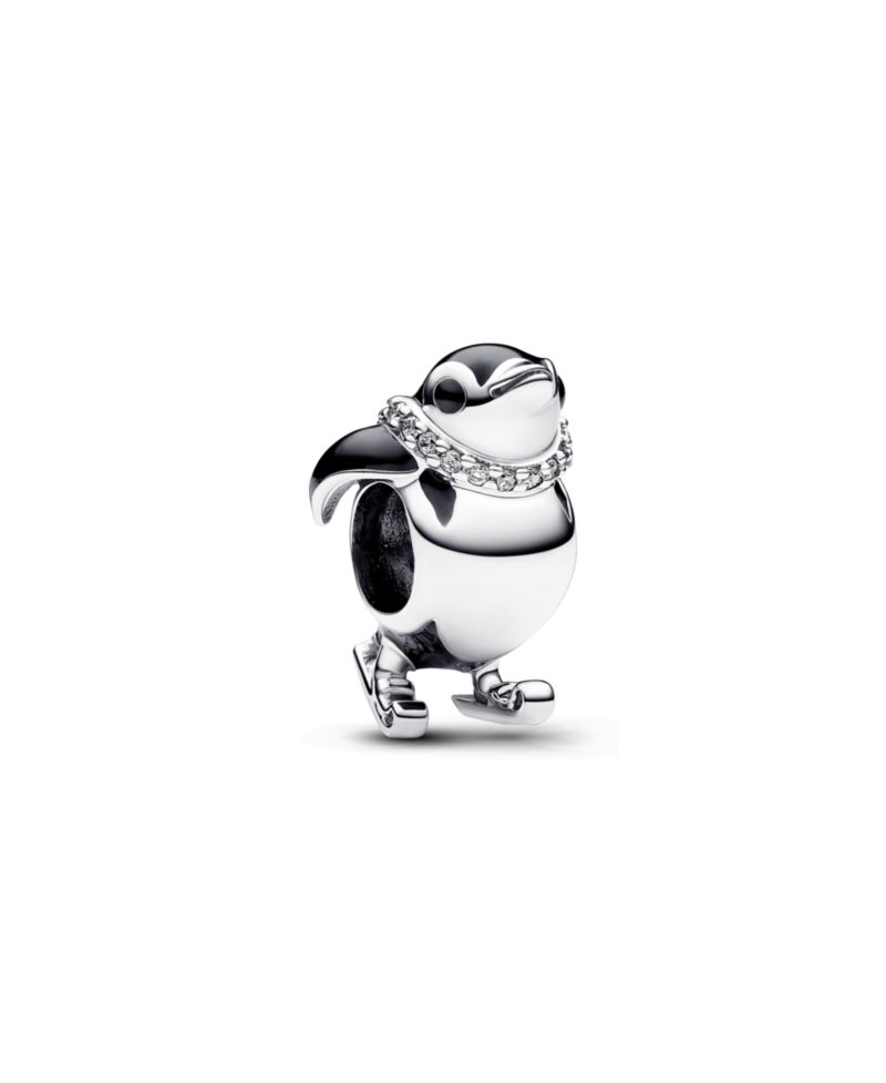 Cubic Zirconia Skiing Penguin Charm