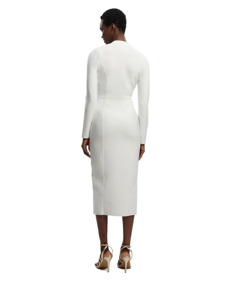 Women's Bandage Zip Detail Midi Dress