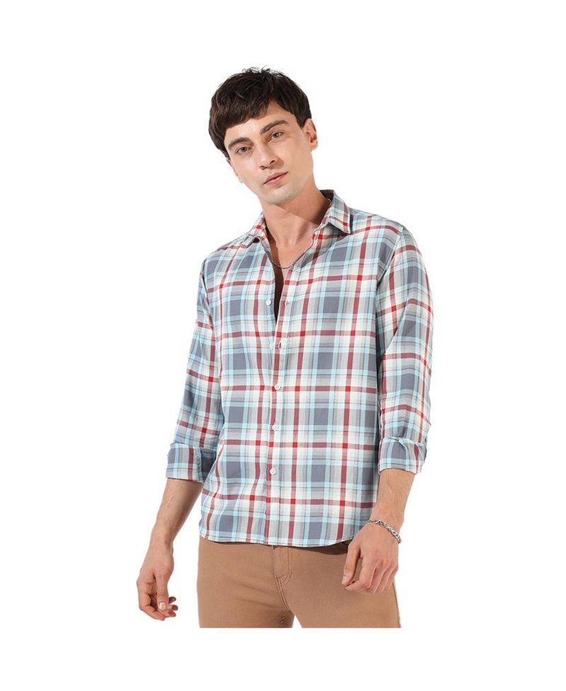 Men's Multicolour Checkered Regular Fit Casual Shirt