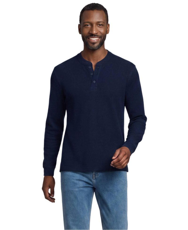 Men's Long Sleeve Honeycomb Pique Henley