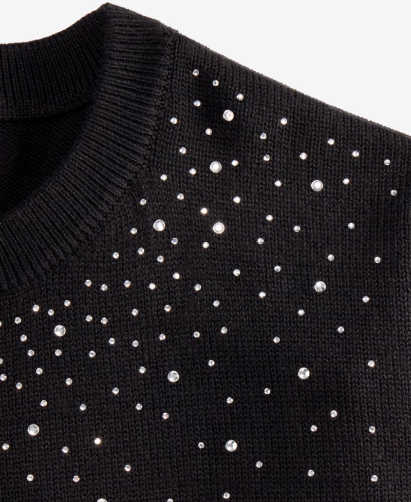 Girls' XS-XL Embellished Long-Sleeve Sweater