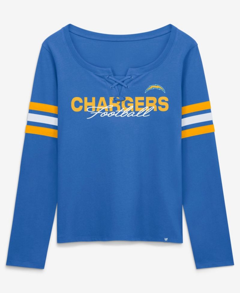 Women's Blue Los Angeles Chargers Team First Coverage Scheme Lace-Up Long Sleeve T-Shirt