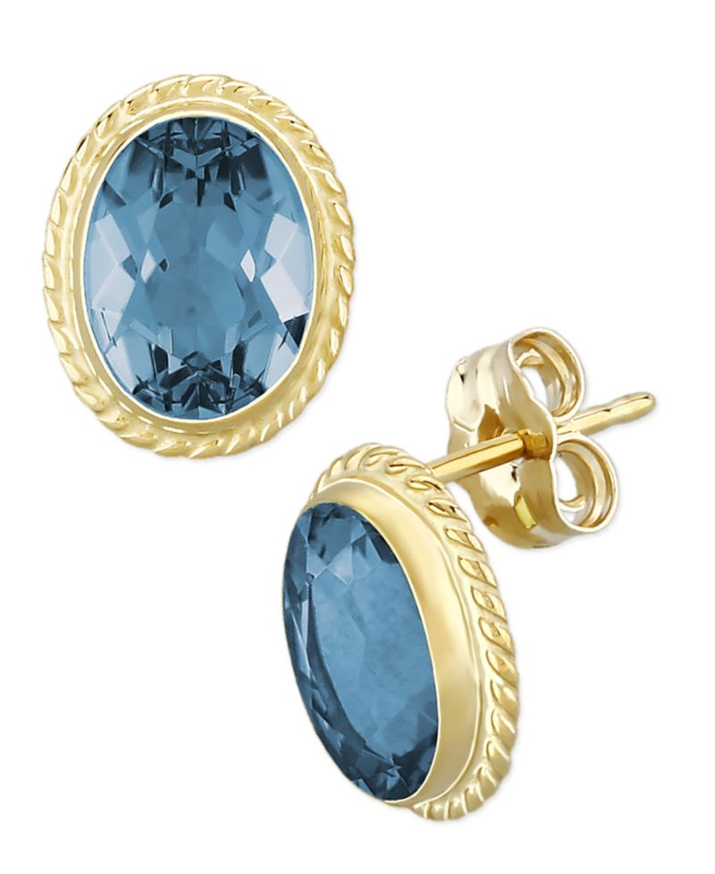 Gemstone Twist Gallery Stud Earring Set in 14k Gold