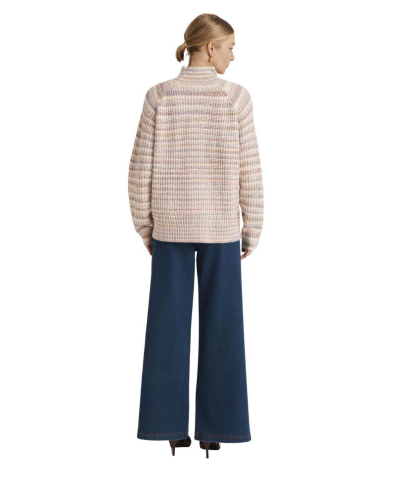 Women's Helen Long-Sleeve Striped Funnel Neck Sweater
