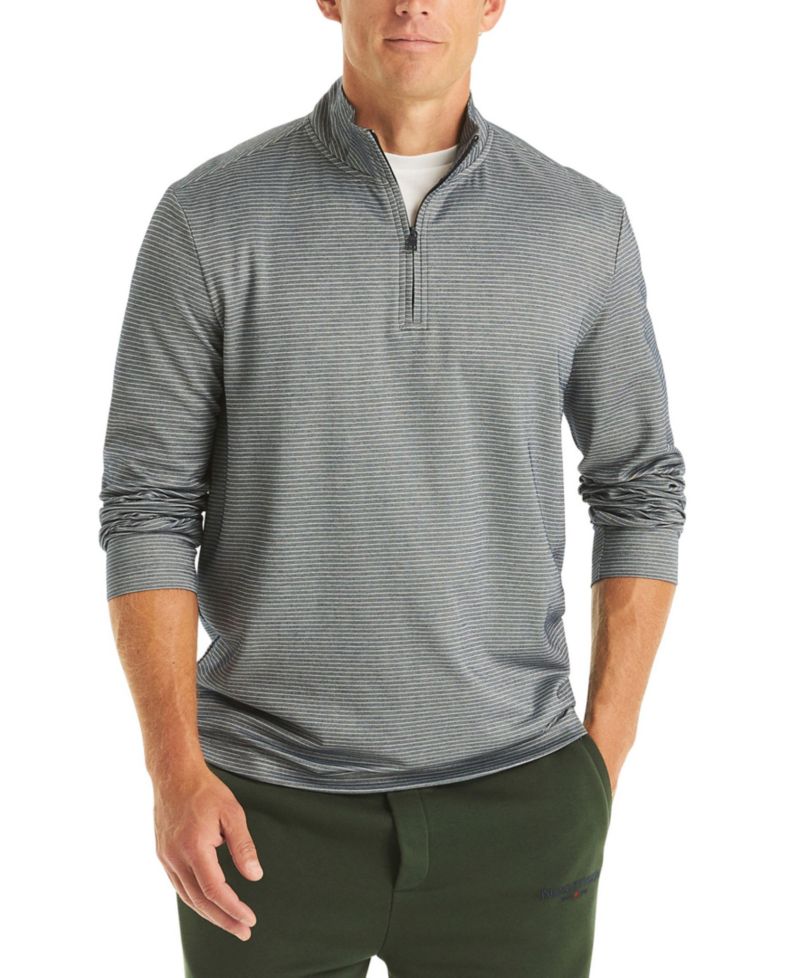 Men's Striped Quarter-Zip Sweatshirt