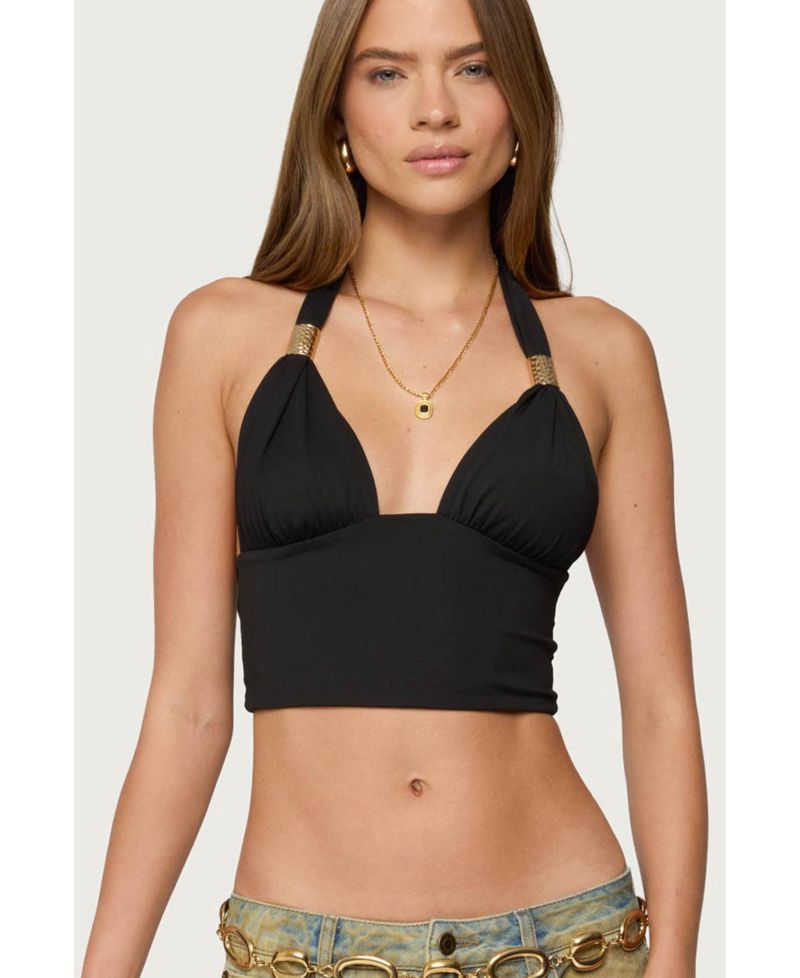 Women's Aiva Backless Plunge Neck Halter Top