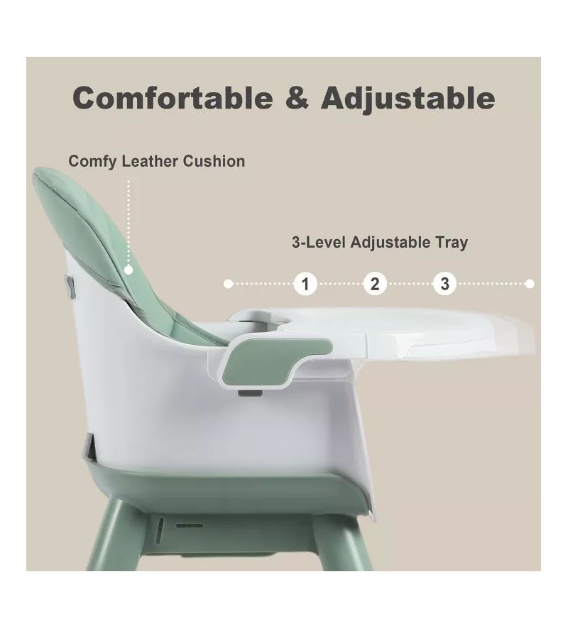 7-in-1 Convertible Baby High Chair with Removable Tray and 5-Point Harness