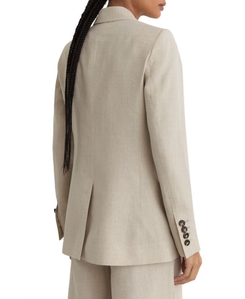 Women's Kit Linen Double-Breasted Peak Lapels Blazer