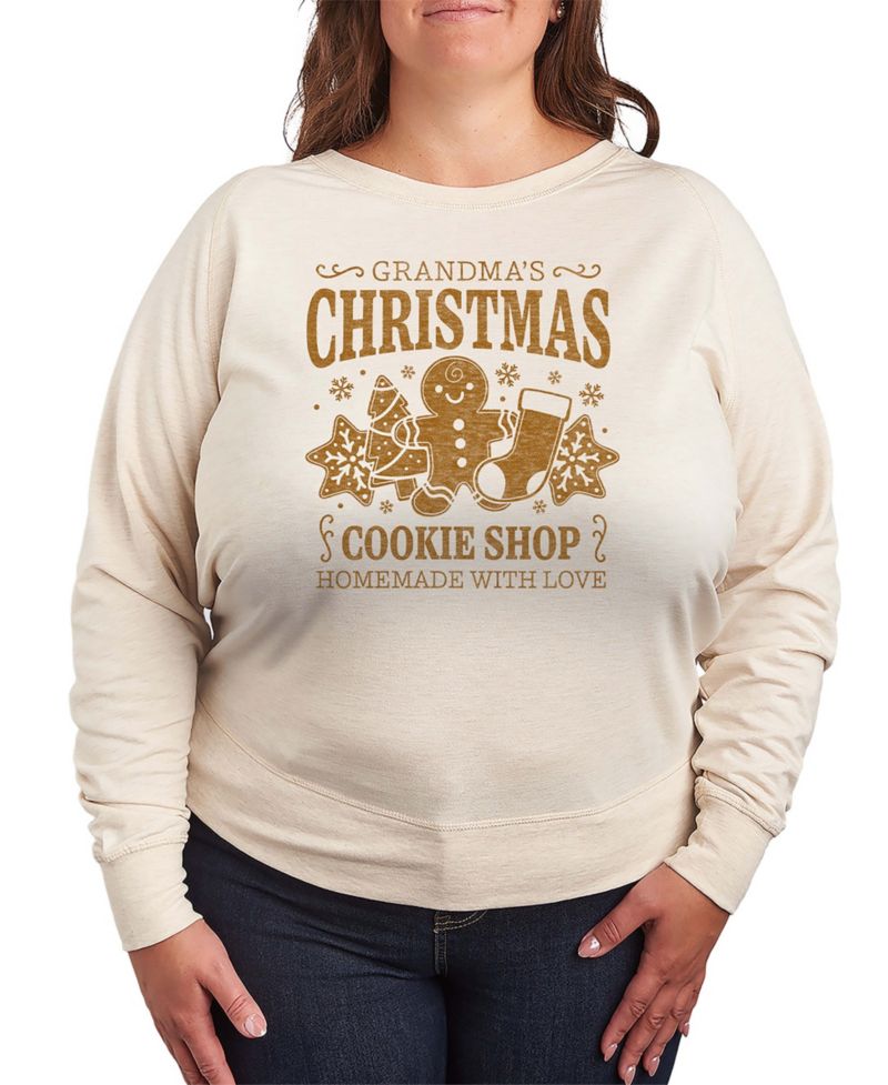 Plus Size Grandma's Christmas Cookie Shop French Terry Long Sleeve T-Shirt