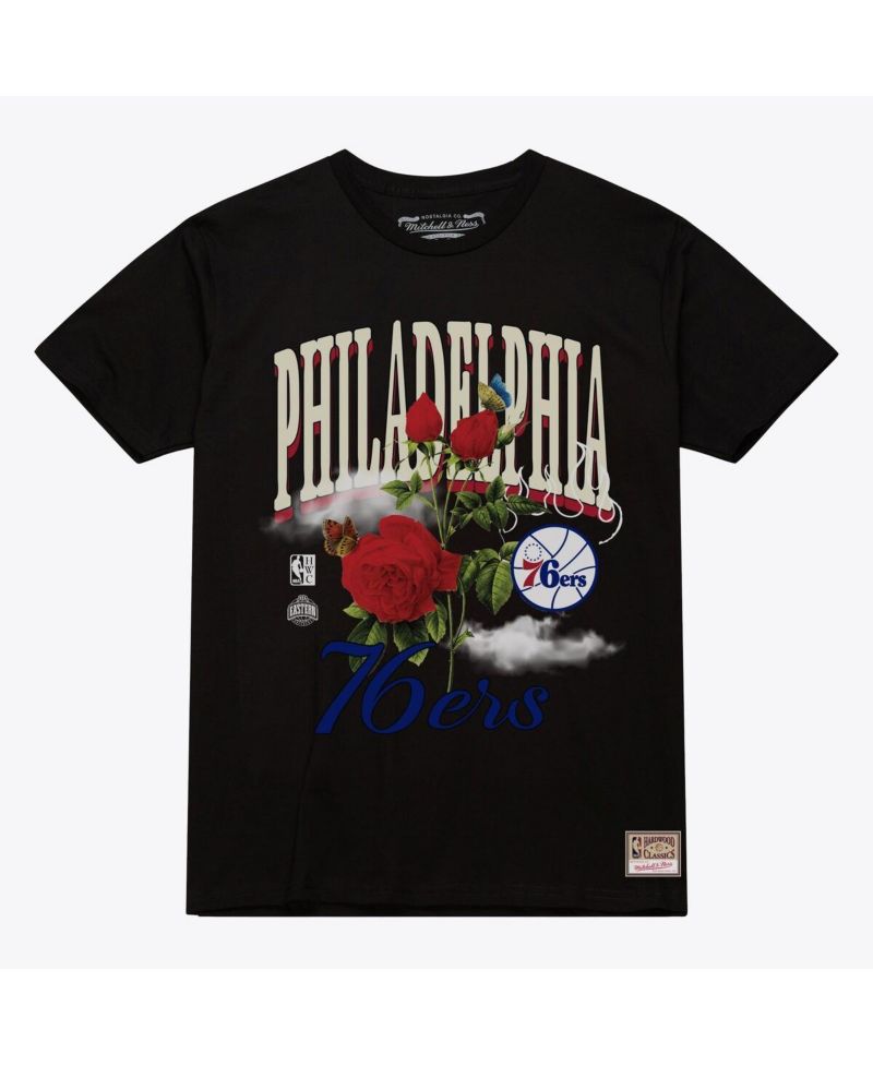 Men's and Women's Black Philadelphia 76ers Floral Graphic T-Shirt
