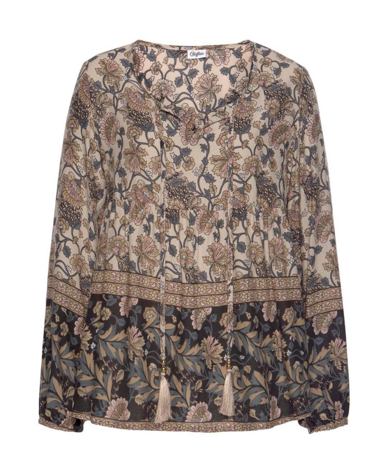 Women's Viscose Floral Print Peasant Look Blouse