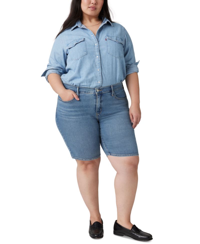 Plus Size Mid-Rise Shaping Bermuda Shorts