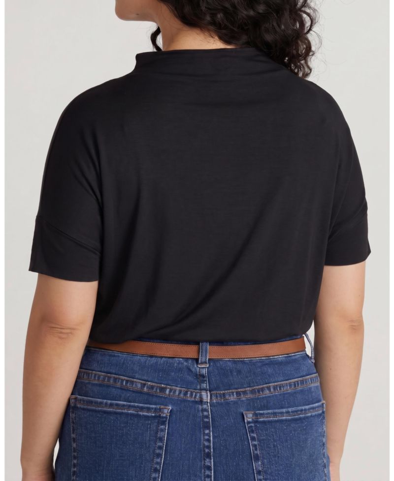 Plus Size Petra Mockneck Dolman-Sleeve Rayon-Blend T-Shirt