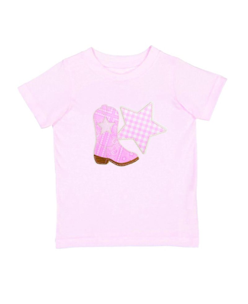 Little Girls 5 -8 Bandana Cowgirl Patch Western Short Sleeve T-Shirt