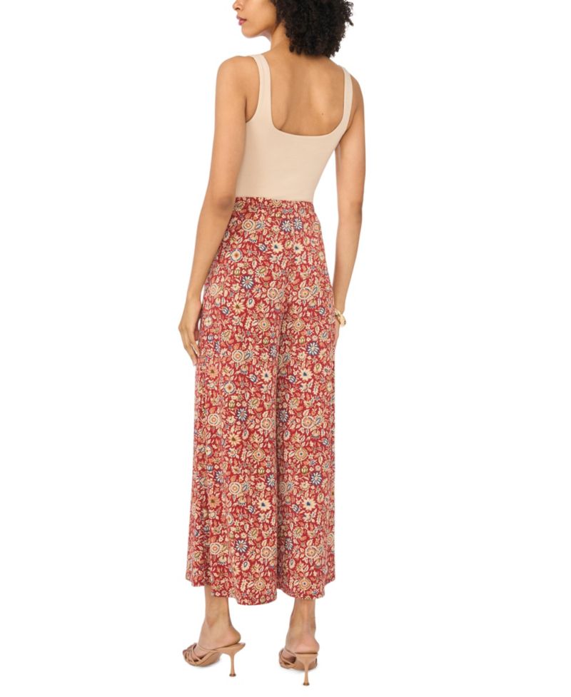 Women's Wide-Leg Pull-On Floral-Print Pants