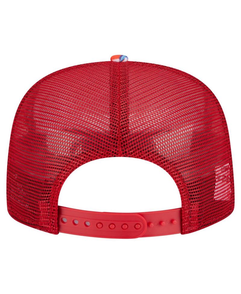 Men's Red Los Angeles Angels Adventure Pattern Golfer Trucker Snapback Hat