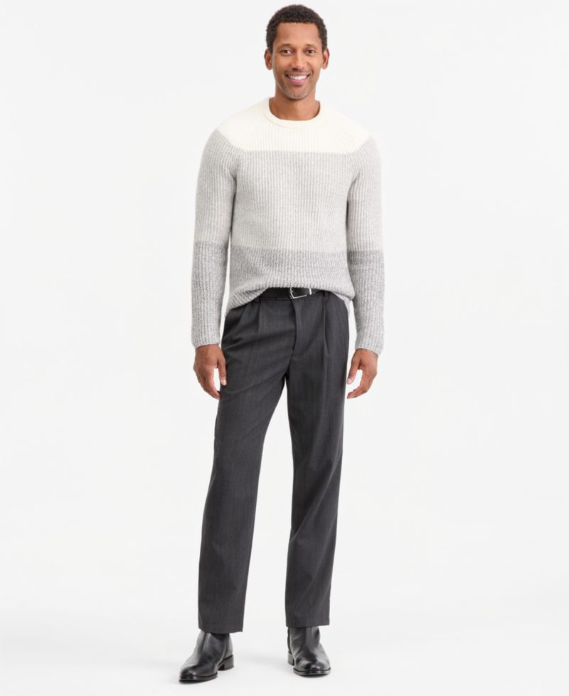 Men's Premium Blocked Chunky Crewneck Sweater, Macy's Exclusive