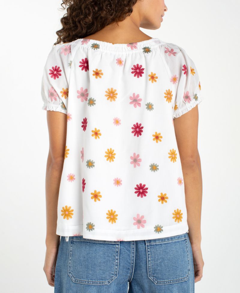 Petite Short-Sleeve Tie-Neck Top