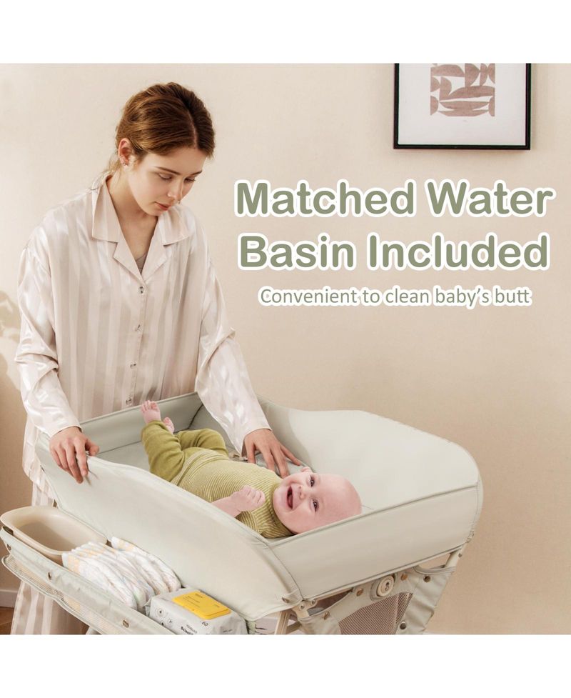 Baby Diaper Changing Table with Water Basin and Wheels