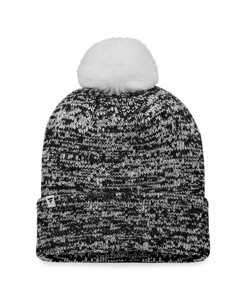 Women's Black Ottawa Senators Glimmer Cuffed Knit Hat with Pom