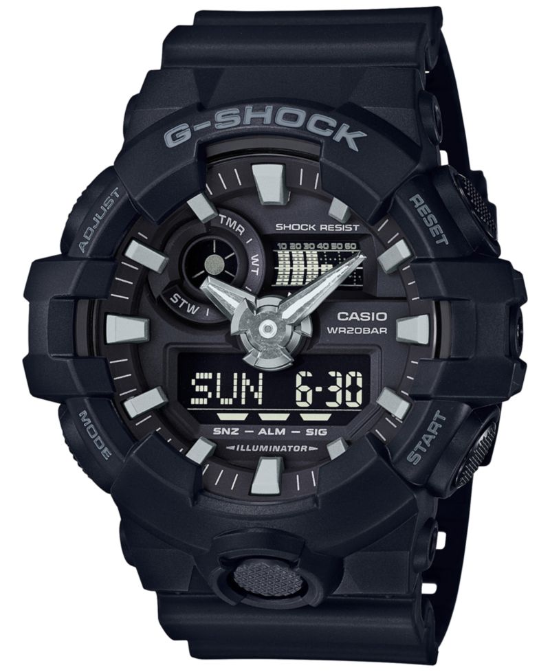 Men's Analog-Digital Black Resin Strap Watch 53x58mm GA-700-1B