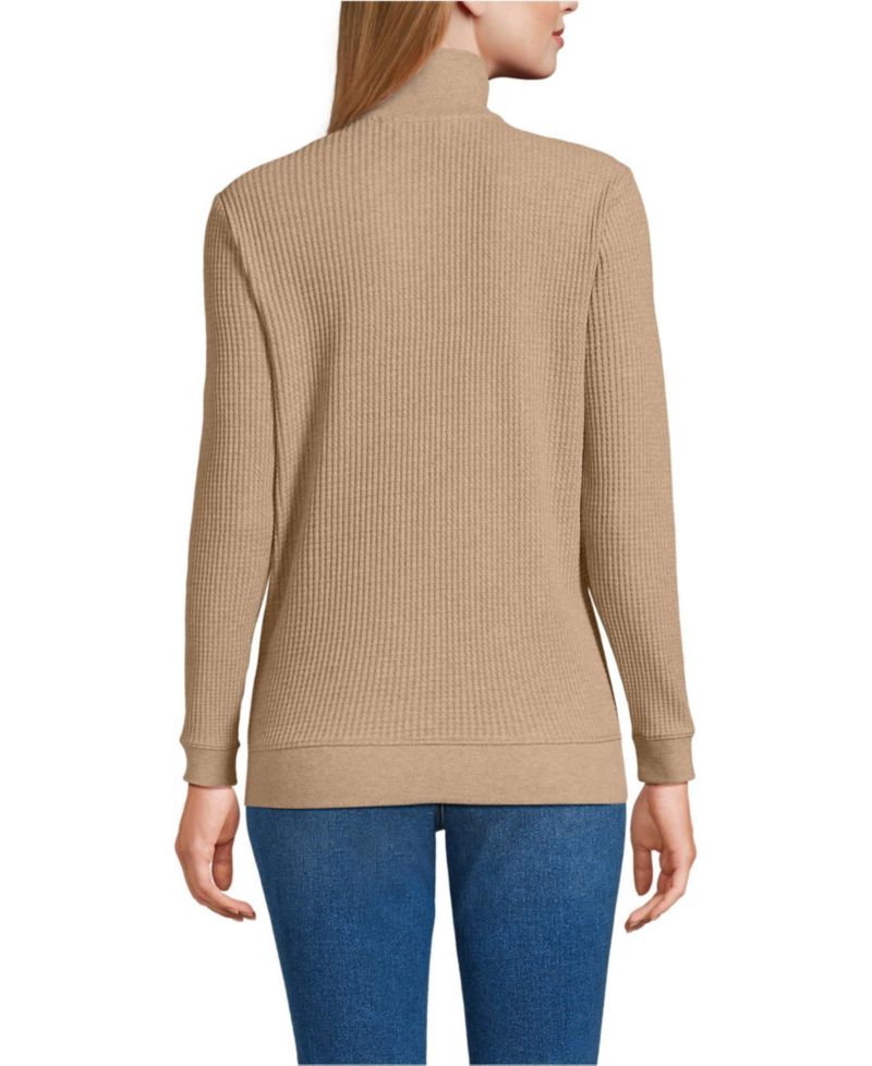 Women's Long Sleeve Waffle Quarter Zip Pullover