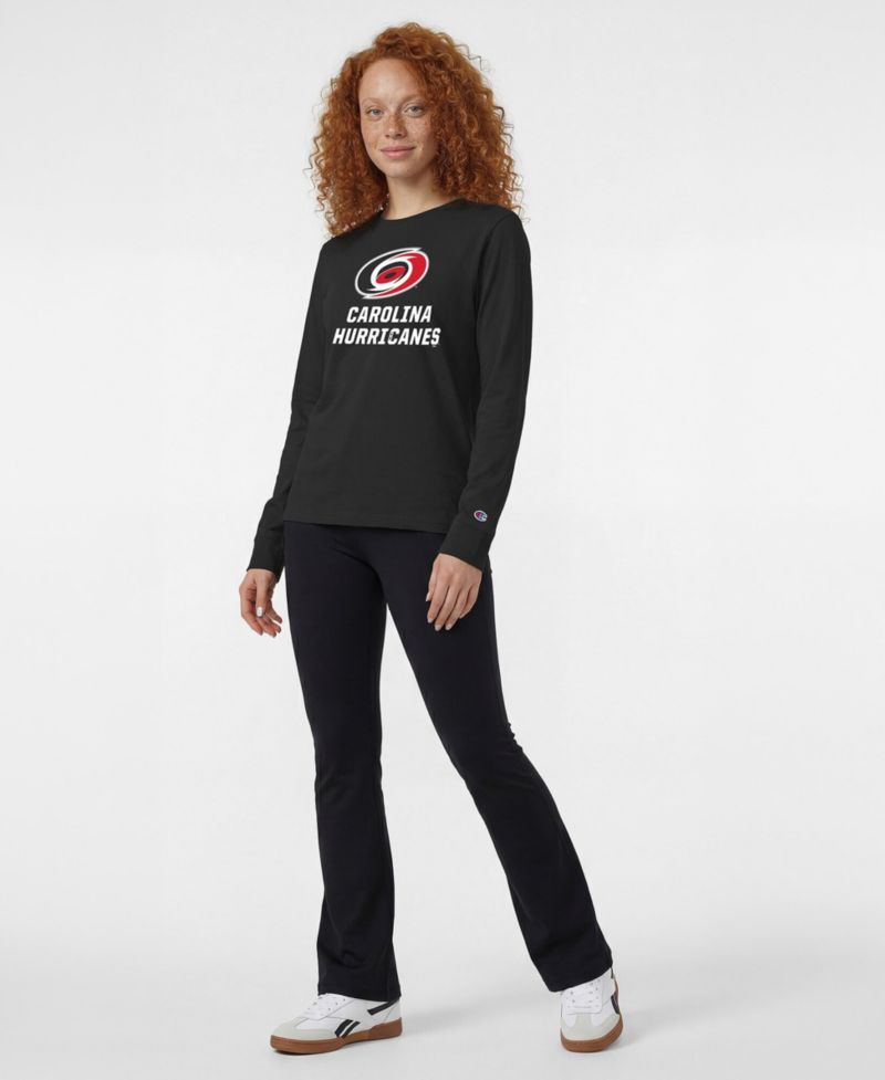 Women's Black Carolina Hurricanes Wordmark Lockup Long Sleeve T-Shirt