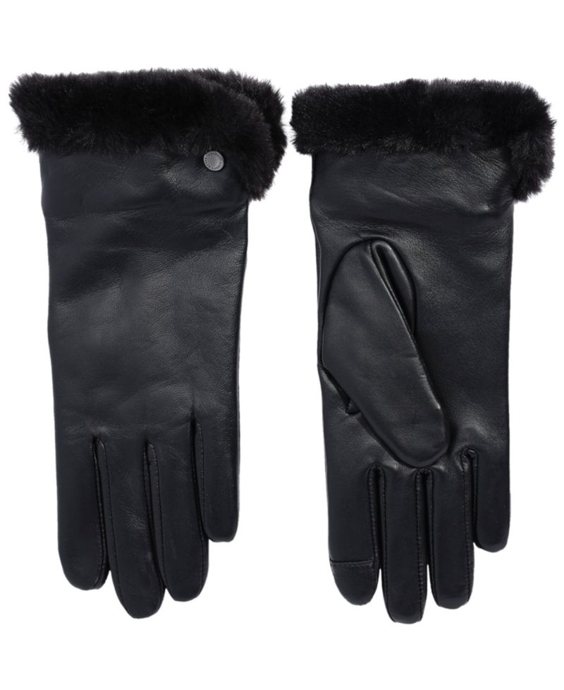 Faux Fur Lined Leather Touch Glove
