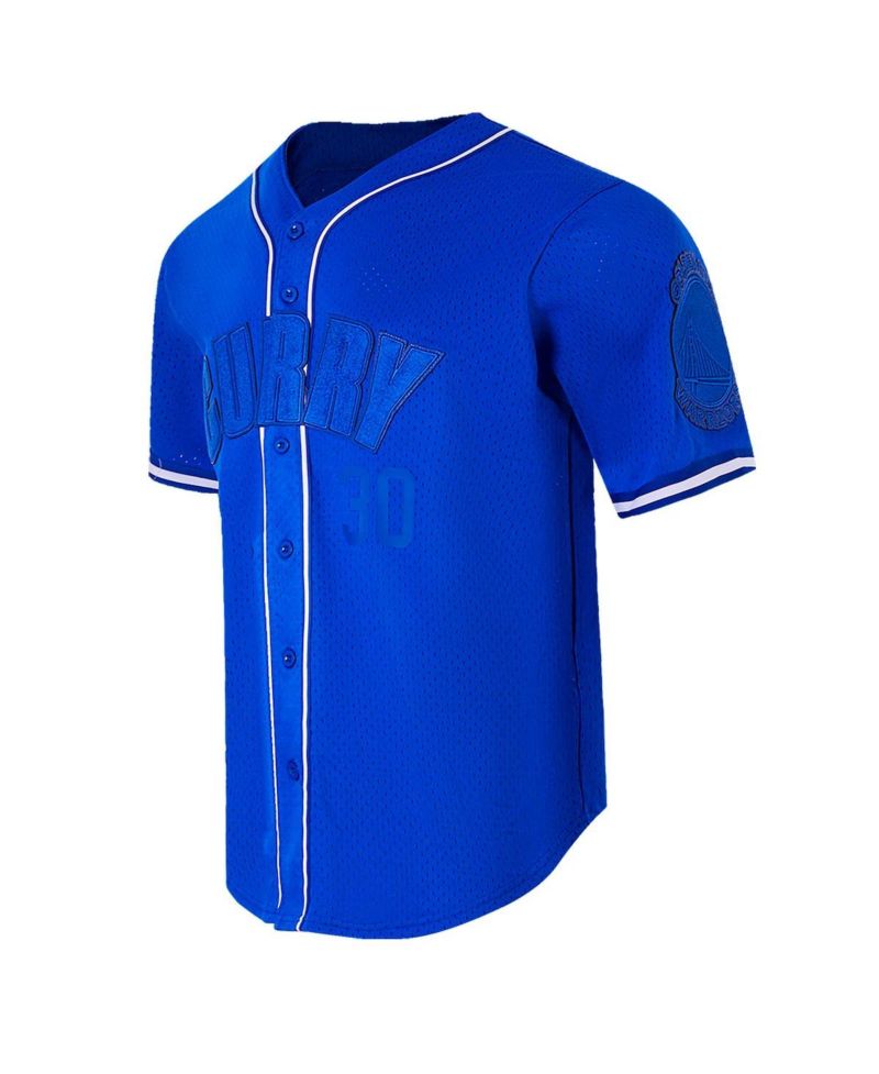 Men's Stephen Curry Royal Golden State Warriors Triple Tonal Mesh Button-Up Top