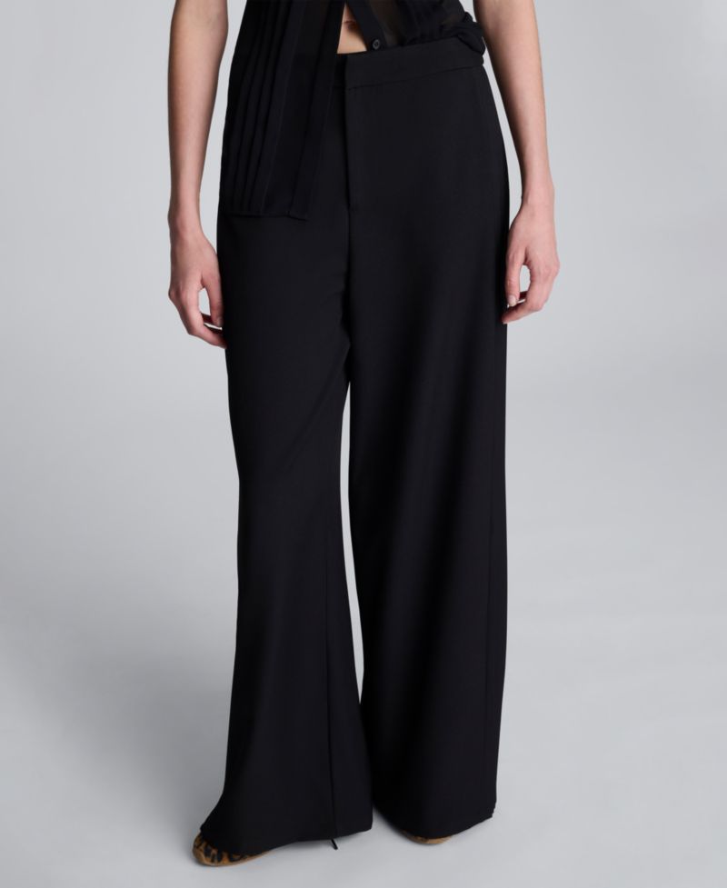 Women's Side Pleated Wide Leg High Rise Pants