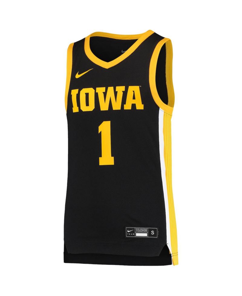 Big Boys 1 Black Iowa Hawkeyes Team Replica Basketball Jersey